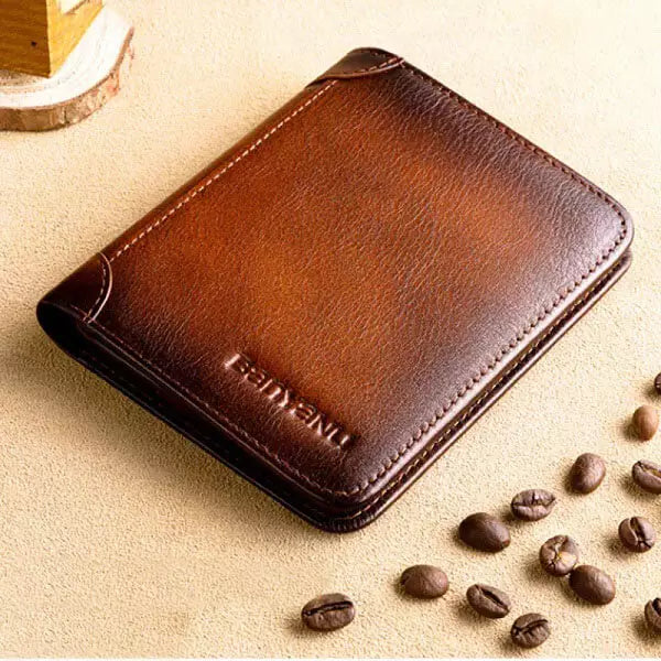 🧲 Men’s Genuine Leather Wallet with RFID Blocking – Elegance Meets Security