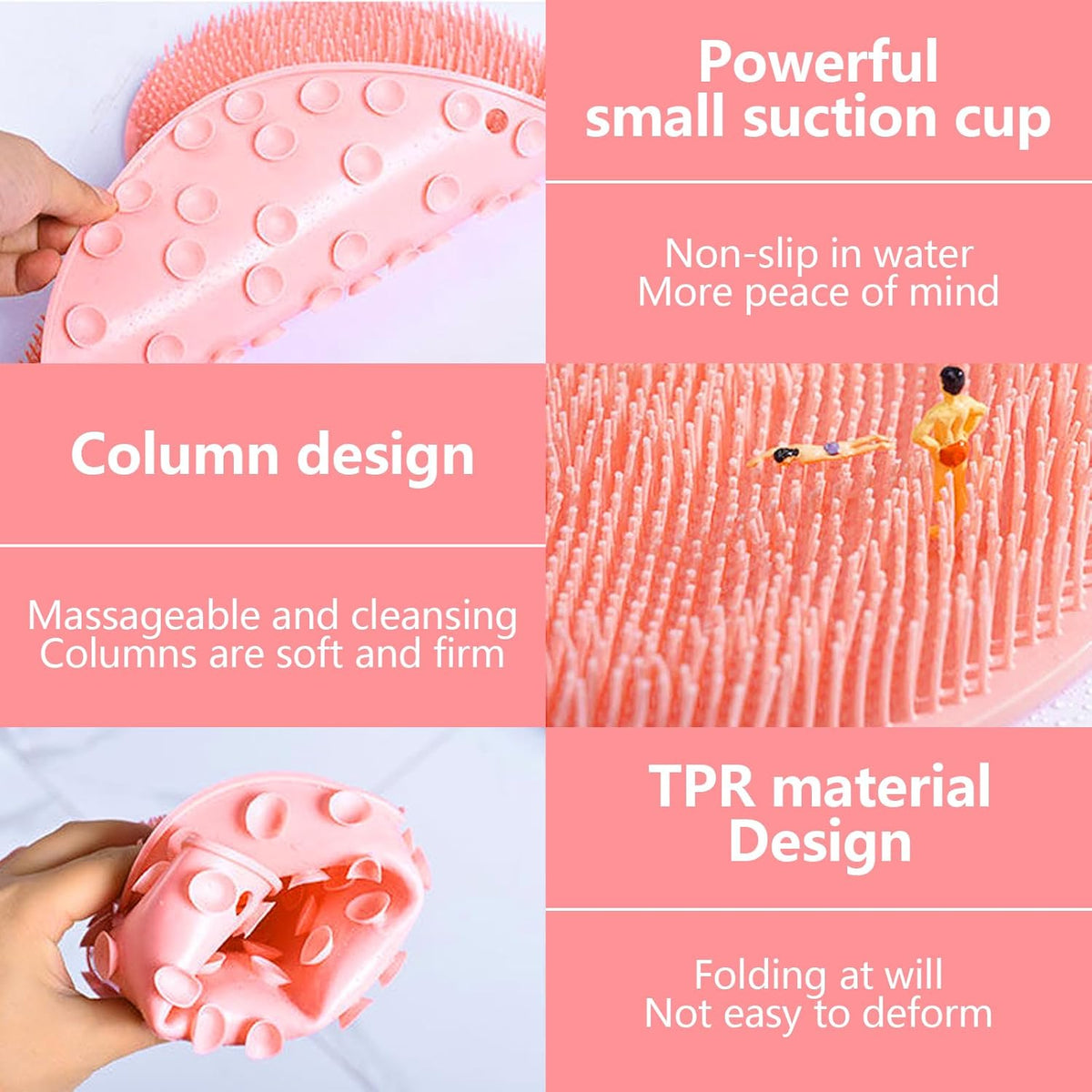 Silicone Shower Foot Scrubber & Back Massager Mat - Non-Slip Bath Mat with Suction Cups |