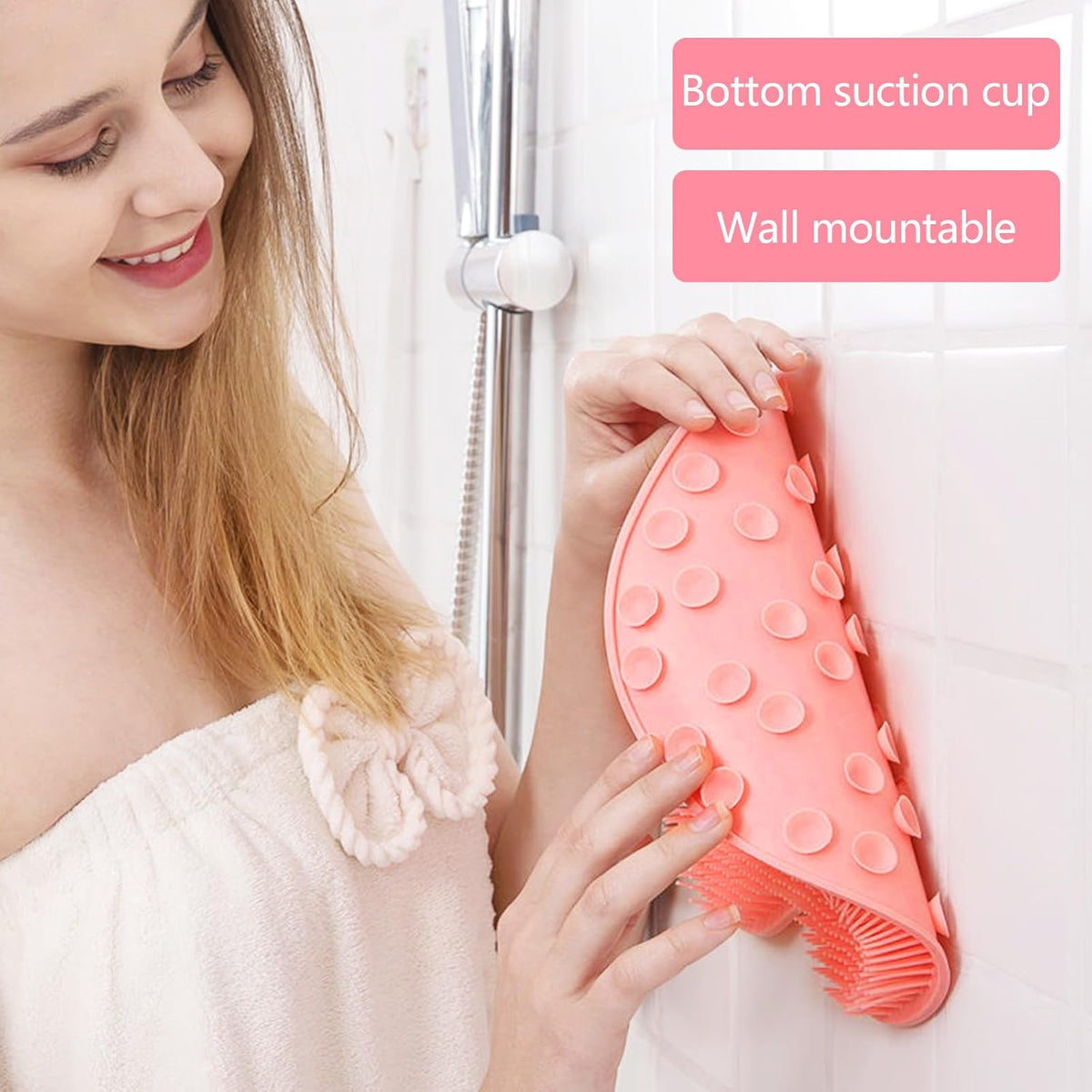 Silicone Shower Foot Scrubber & Back Massager Mat - Non-Slip Bath Mat with Suction Cups |