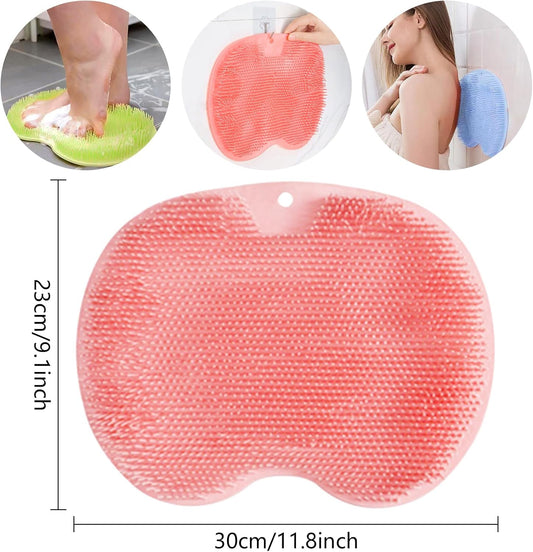 Silicone Shower Foot Scrubber & Back Massager Mat - Non-Slip Bath Mat with Suction Cups |