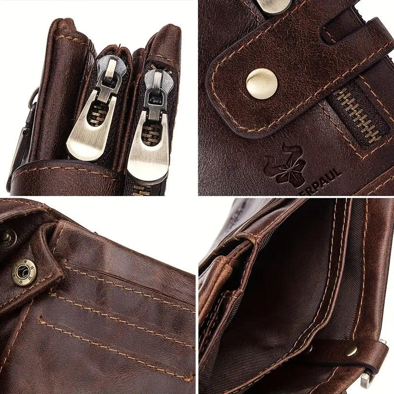 HUMERPAUL™ RFID Blocking Leather Wallet with Chain – Rugged Style & Anti-Theft Protection