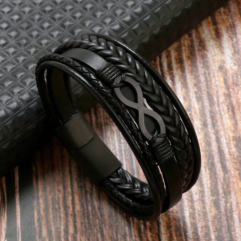 Infinity Leather Bracelet – Timeless Strength for Men
