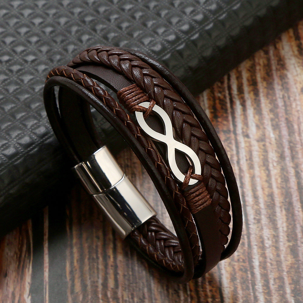 Infinity Leather Bracelet – Timeless Strength for Men