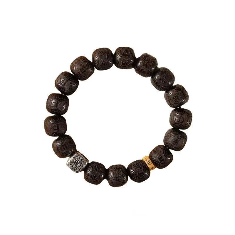 Tibetan Silver Six-Character Mantra Zen Bracelet - Spiritual Protection Amulet for Men & Women | Adjustable Handcrafted Meditation Bracelet