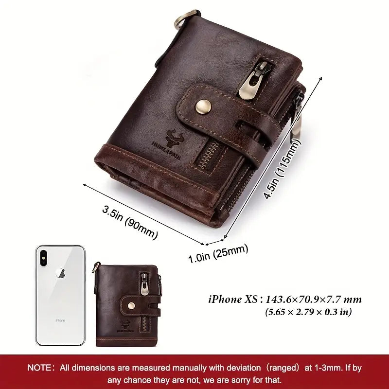 HUMERPAUL™ RFID Blocking Leather Wallet with Chain – Rugged Style & Anti-Theft Protection