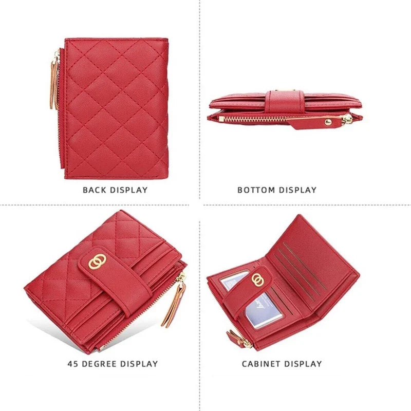 Women's Compact Wallet - Leather Short Purse with Card Holder & Coin Pocket | Stylish Multi-Color Ladies Bifold