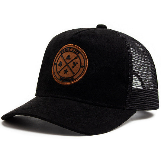 Vintage Mesh Trucker Cap – Suede Front + Leather Patch