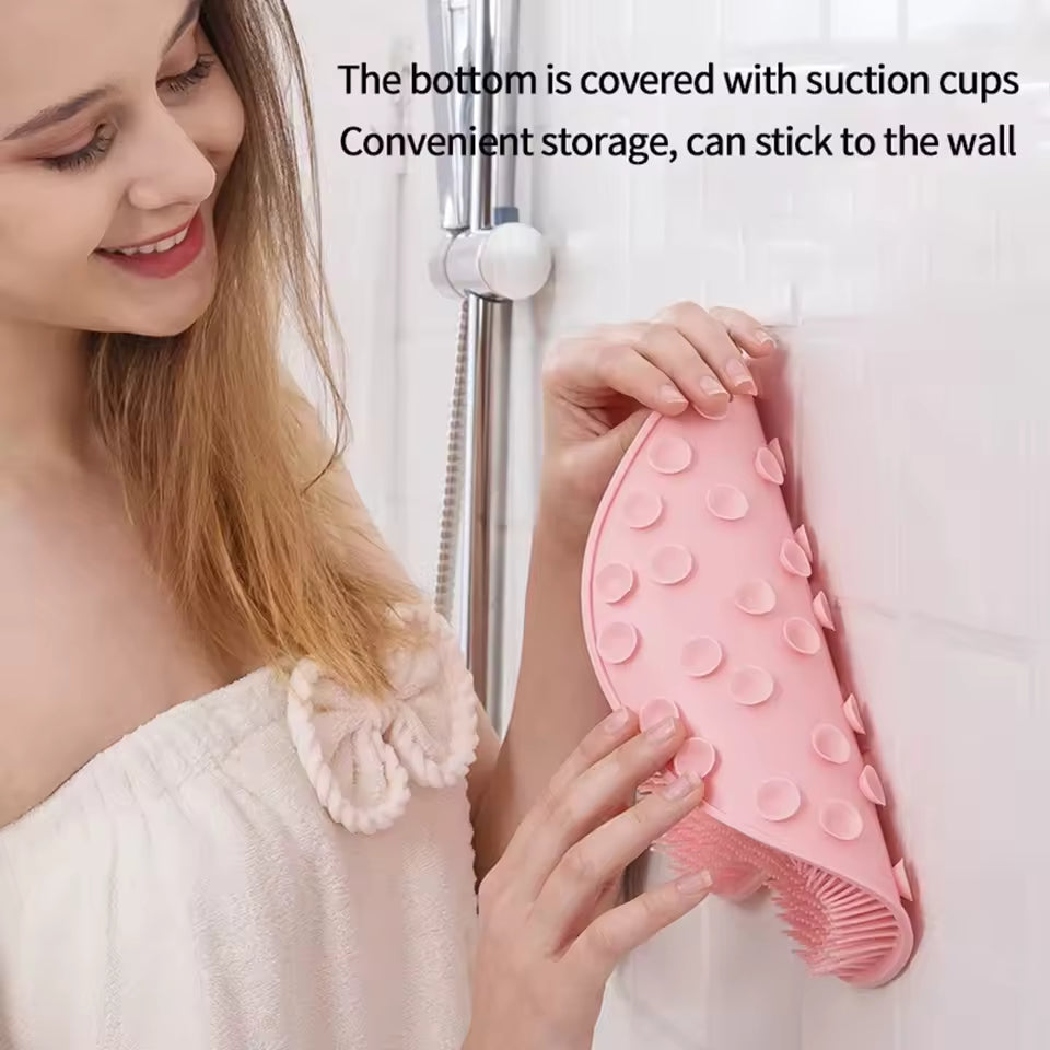 Silicone Shower Foot Scrubber & Back Massager Mat - Non-Slip Bath Mat with Suction Cups |