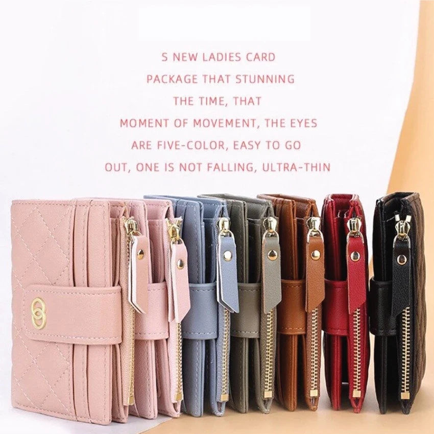 Women's Compact Wallet - Leather Short Purse with Card Holder & Coin Pocket | Stylish Multi-Color Ladies Bifold